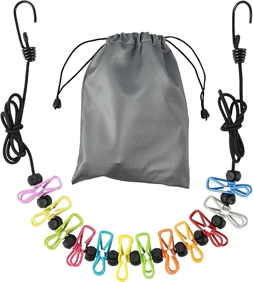 Retractable Portable Clothesline with 12 Clips